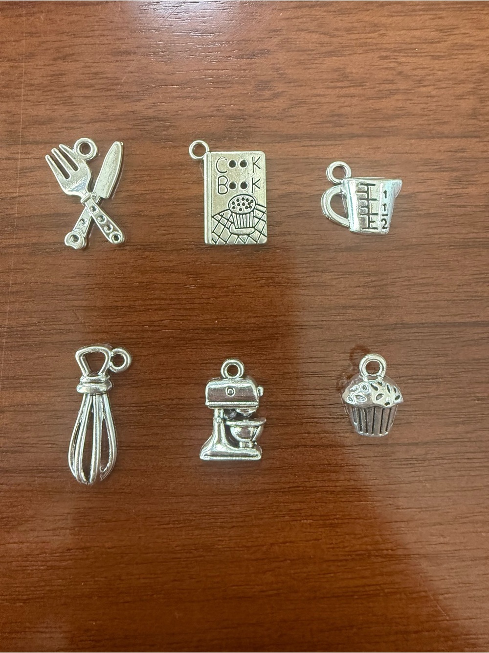 Silver Tone Kitchen Baking Charms Set - 6 Pieces of Each Style - 32 Pieces Total
